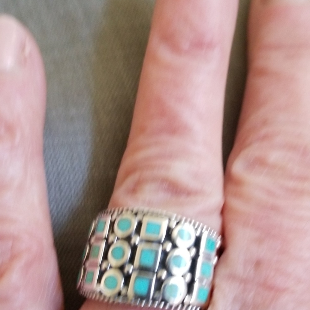 Turquoise wide band ring